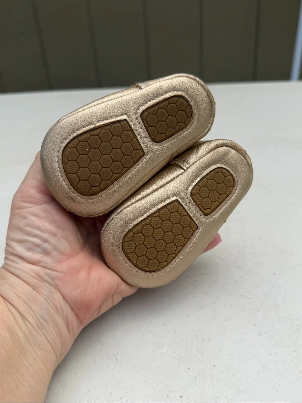my ggpp  Metallic Gold Mary Jane Shoes with Scallop Trim